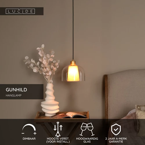 Lucide GUNHILD - Hanglamp - Ø 24 cm - 1xE27 - Transparant - USP